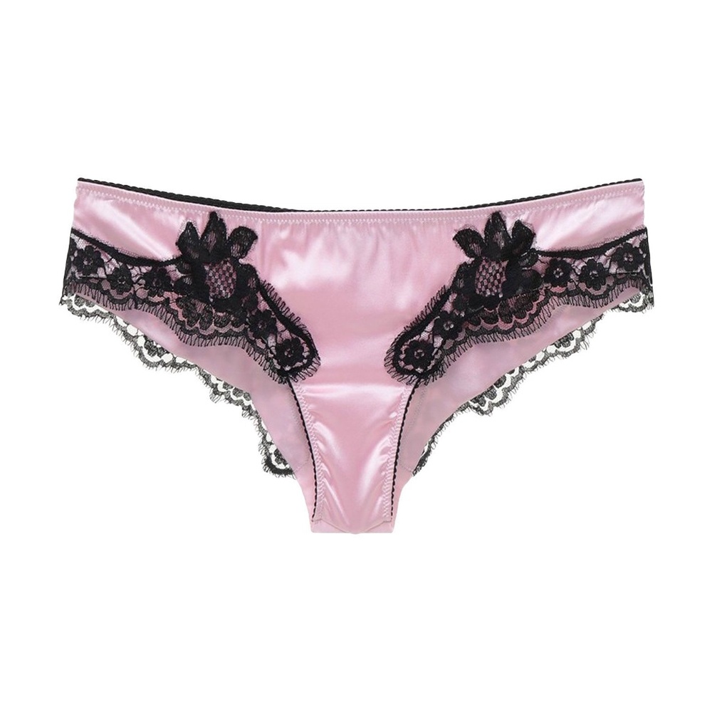 SOLD- Dolce & Gabbana Pink Silk & Black Lace Panties